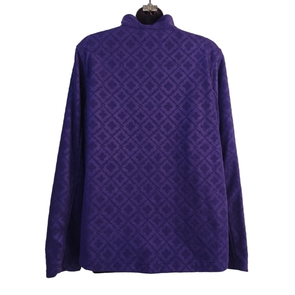 Lands' End Women's Purple Fleece Pullover 1/4 Zipper Sweatshirt Size L - Picture 2 of 7